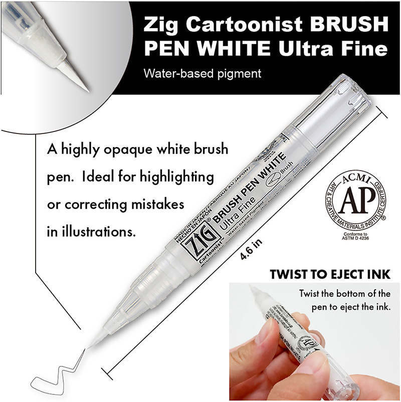 Zig Cartoonist Ultra Fine White Brush Pen Zig Cartoonist Ultra Fine White Brush Pen